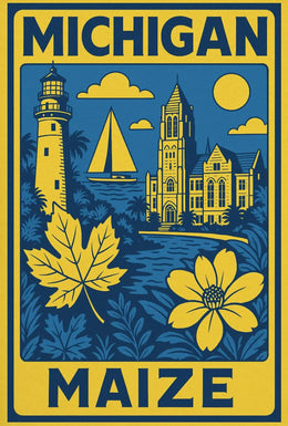 Michigan Maritime Scene with Lighthouse Travel Poster PosterGoat