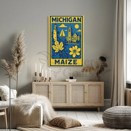 Michigan Maritime Scene with Lighthouse Travel Poster PosterGoat