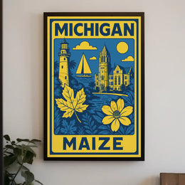 Michigan Maritime Scene with Lighthouse Travel Poster PosterGoat