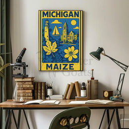 Michigan Maritime Scene with Lighthouse Travel Poster PosterGoat