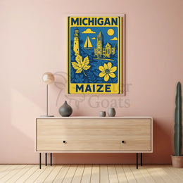 Michigan Maritime Scene with Lighthouse Travel Poster PosterGoat