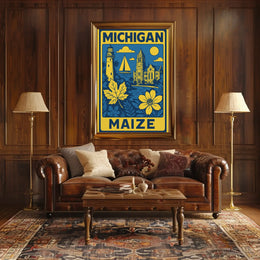 Michigan Maritime Scene with Lighthouse Travel Poster PosterGoat