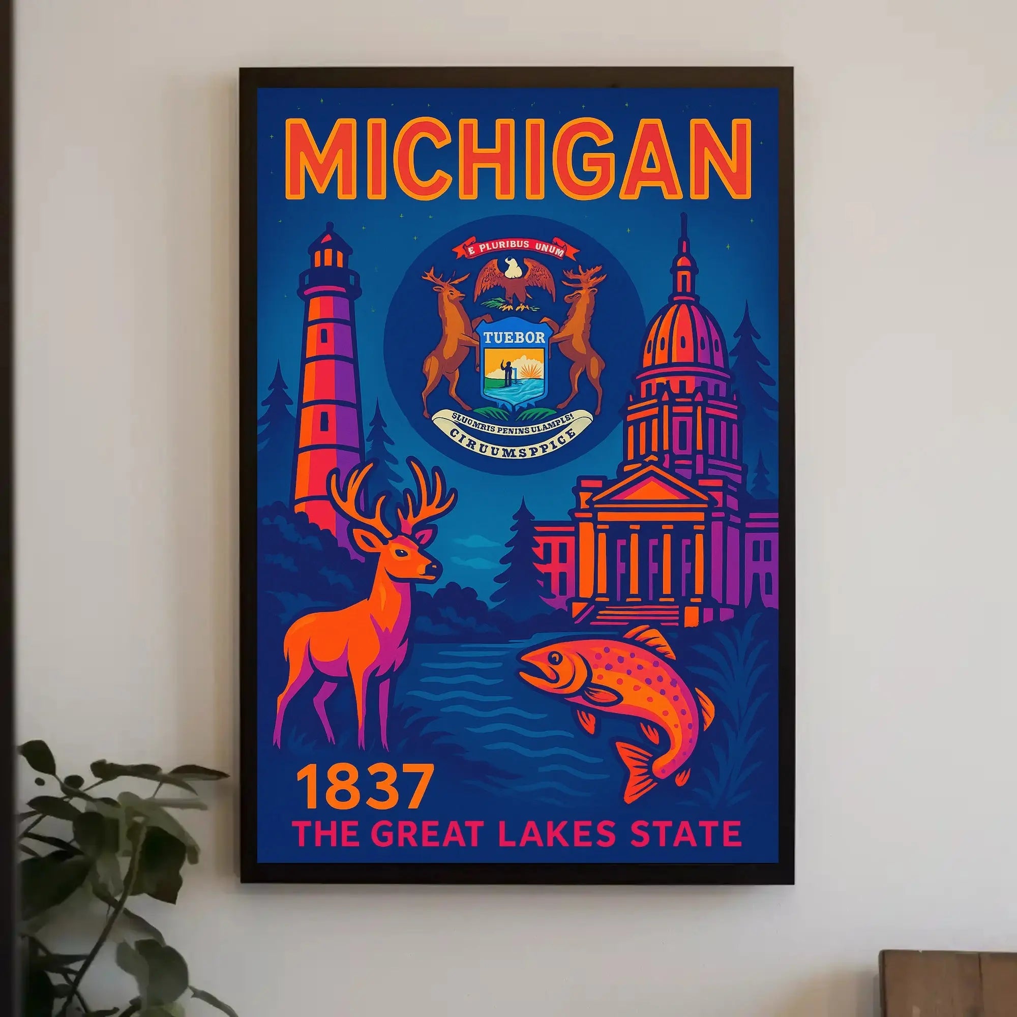 Michigan Retro Art: Great Lakes State Cultural Heritage Poster PosterGoat