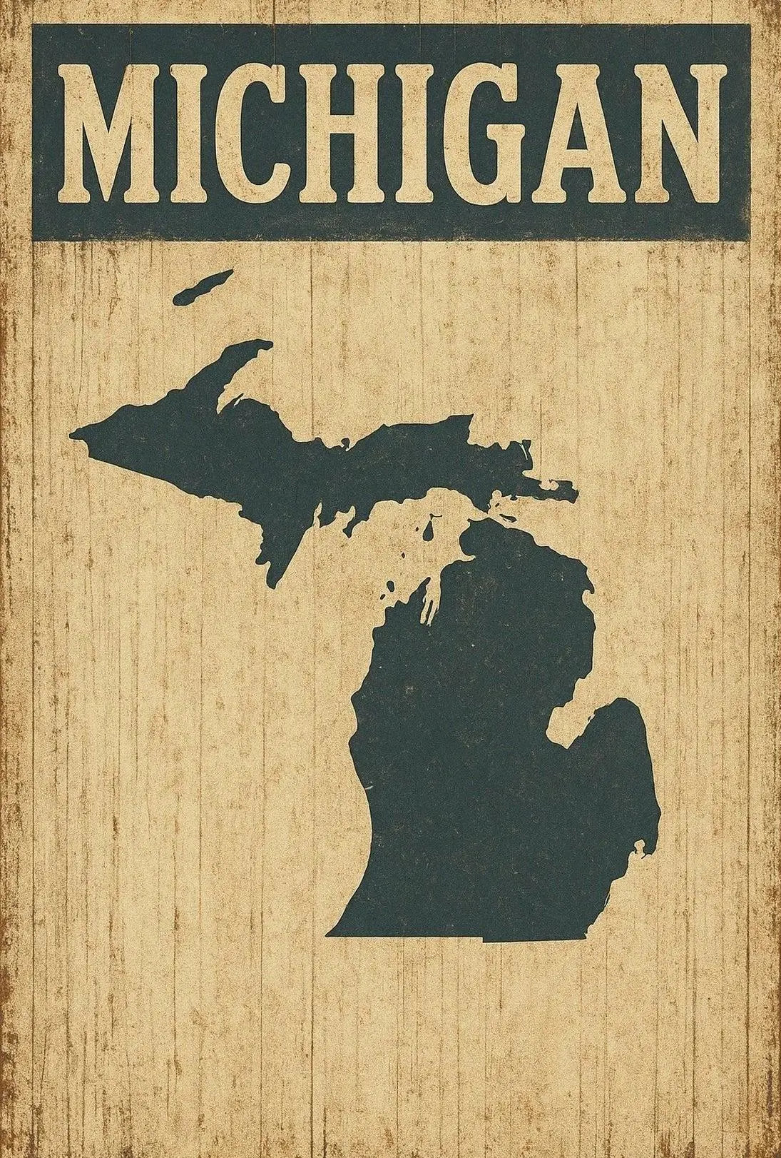 Michigan Retro Silhouette Vintage Travel Poster PosterGoat