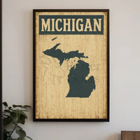 Michigan Retro Silhouette Vintage Travel Poster PosterGoat