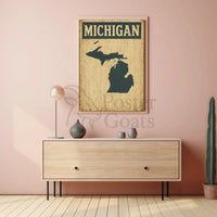 Michigan Retro Silhouette Vintage Travel Poster PosterGoat