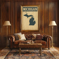 Michigan Retro Silhouette Vintage Travel Poster PosterGoat