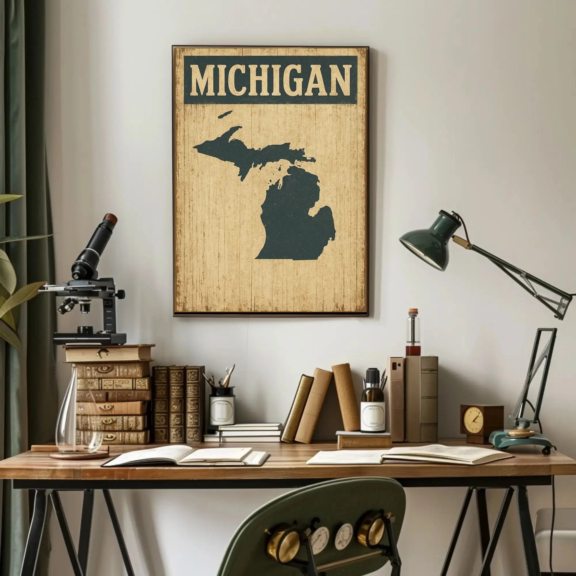 Michigan Retro Silhouette Vintage Travel Poster PosterGoat
