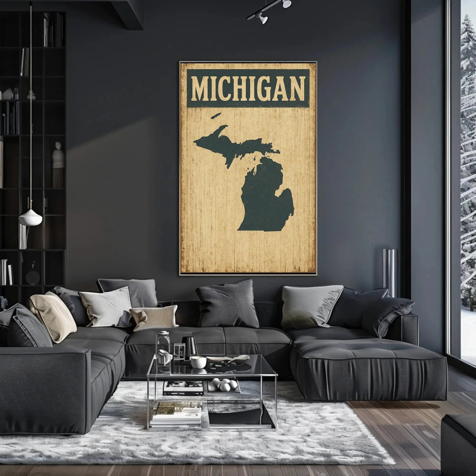 Michigan Retro Silhouette Vintage Travel Poster PosterGoat
