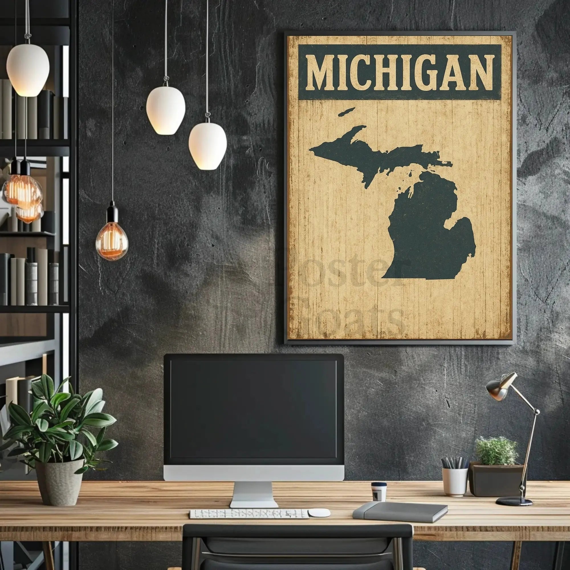 Michigan Retro Silhouette Vintage Travel Poster PosterGoat