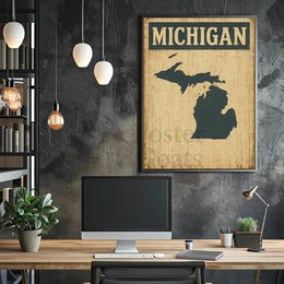 Michigan Retro Silhouette Vintage Travel Poster PosterGoat