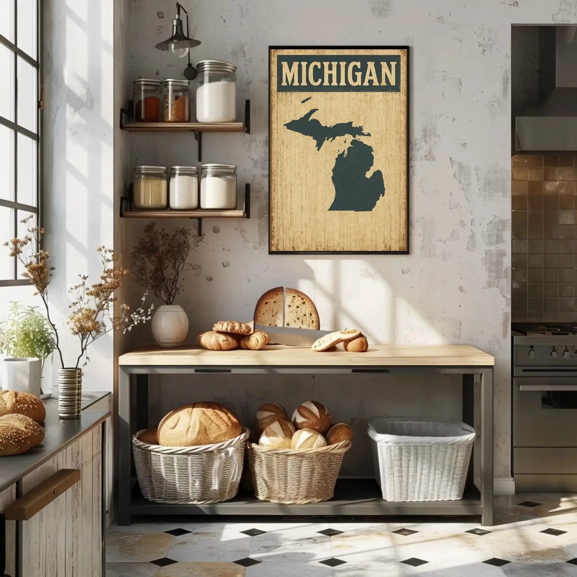 Michigan Retro Silhouette Vintage Travel Poster PosterGoat