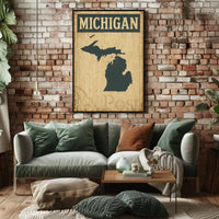 Michigan Retro Silhouette Vintage Travel Poster PosterGoat