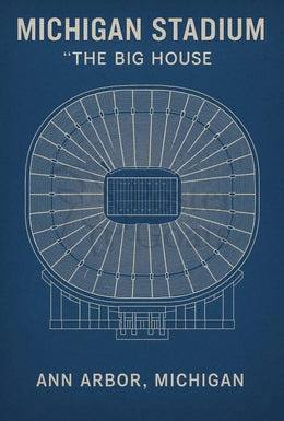 Michigan Stadium Blueprint Art Celebrating Design Sports Poster PosterGoat