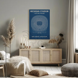 Michigan Stadium Blueprint Art Celebrating Design Sports Poster PosterGoat