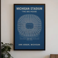 Michigan Stadium Blueprint Art Celebrating Design Sports Poster PosterGoat