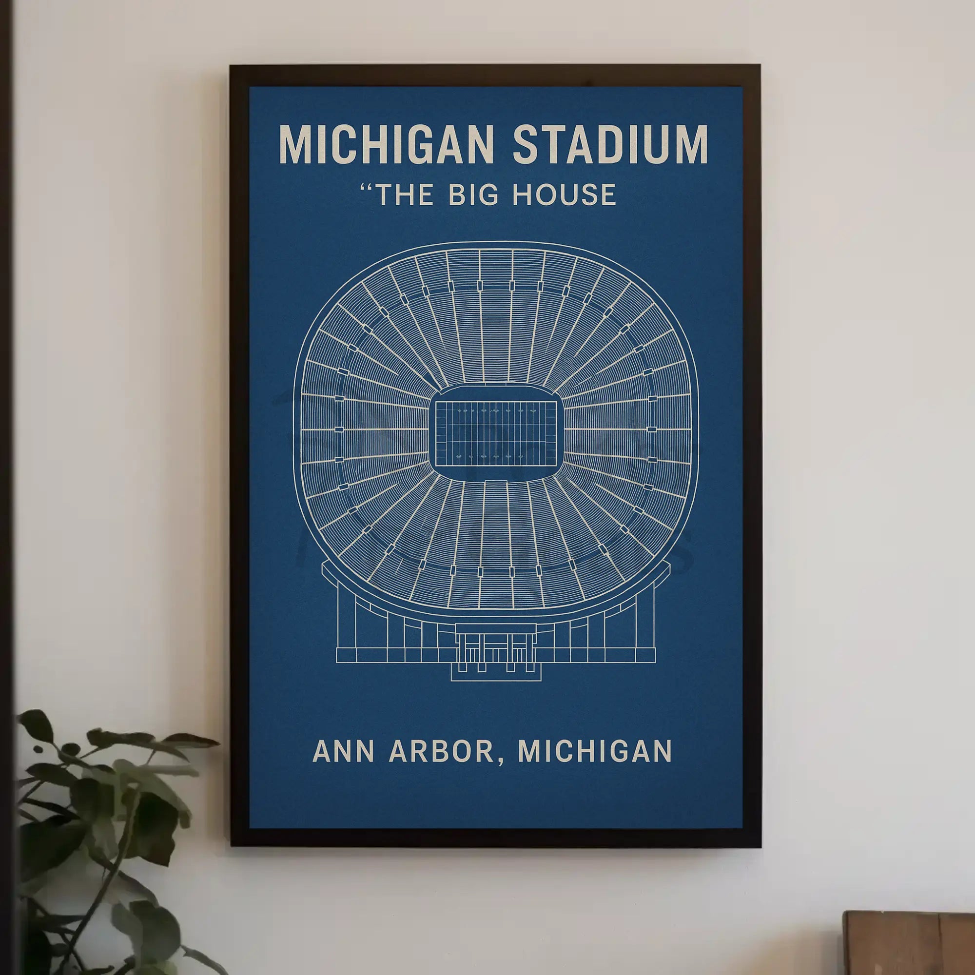 Michigan Stadium Blueprint Art Celebrating Design Sports Poster PosterGoat
