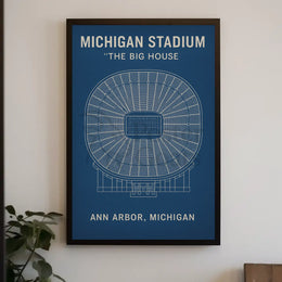 Michigan Stadium Blueprint Art Celebrating Design Sports Poster PosterGoat