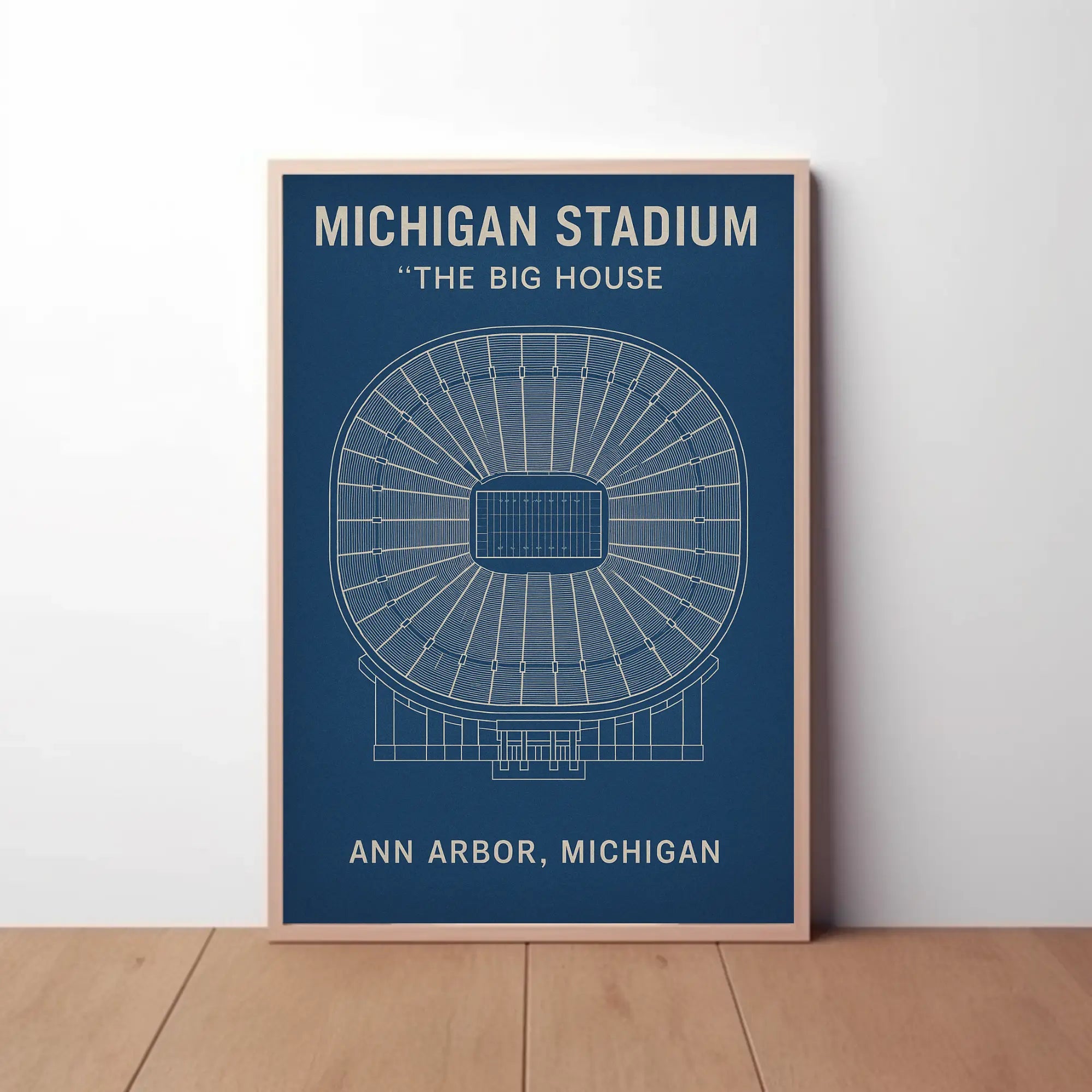 Michigan Stadium Blueprint Art Celebrating Design Sports Poster PosterGoat