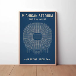 Michigan Stadium Blueprint Art Celebrating Design Sports Poster PosterGoat