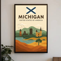 Michigan's Heritage Minimalist Art Print Cultural Poster PosterGoat