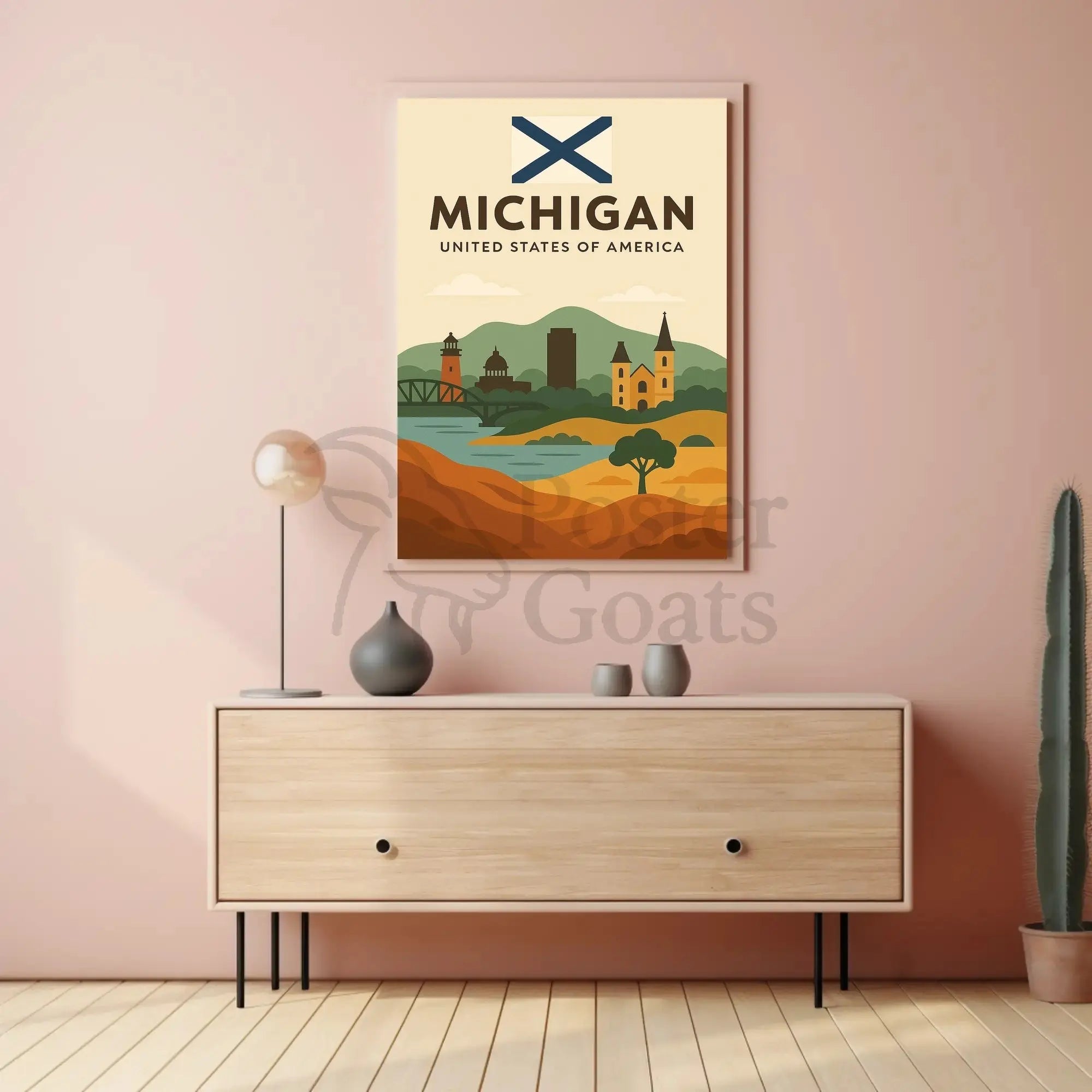 Michigan's Heritage Minimalist Art Print Cultural Poster PosterGoat
