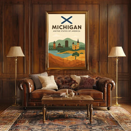 Michigan's Heritage Minimalist Art Print Cultural Poster PosterGoat