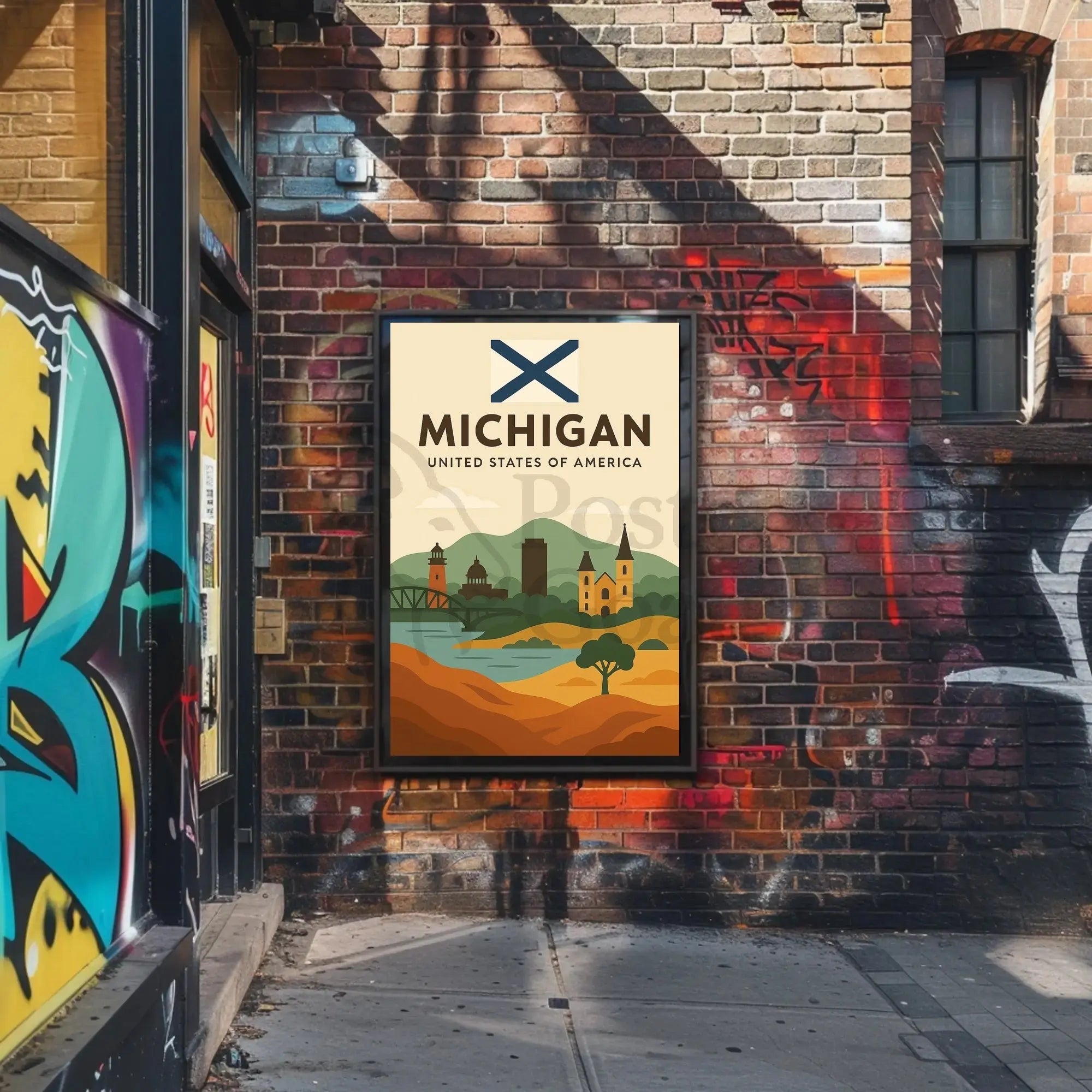 Michigan's Heritage Minimalist Art Print Cultural Poster PosterGoat