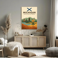 Michigan's Heritage Minimalist Art Print Cultural Poster PosterGoat