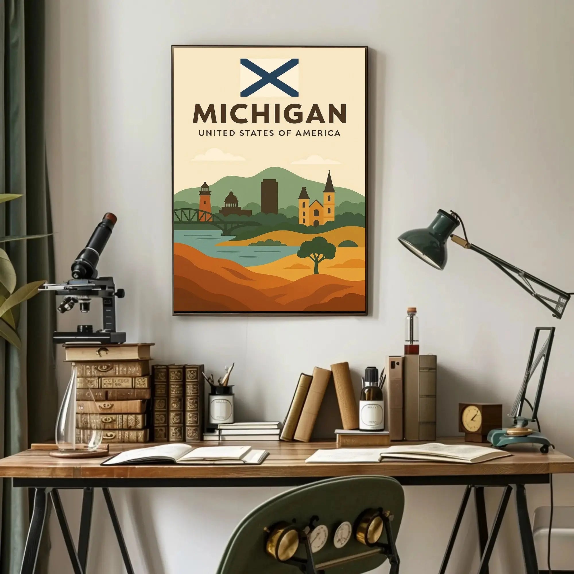 Michigan's Heritage Minimalist Art Print Cultural Poster PosterGoat