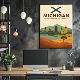 Michigan's Heritage Minimalist Art Print Cultural Poster PosterGoat