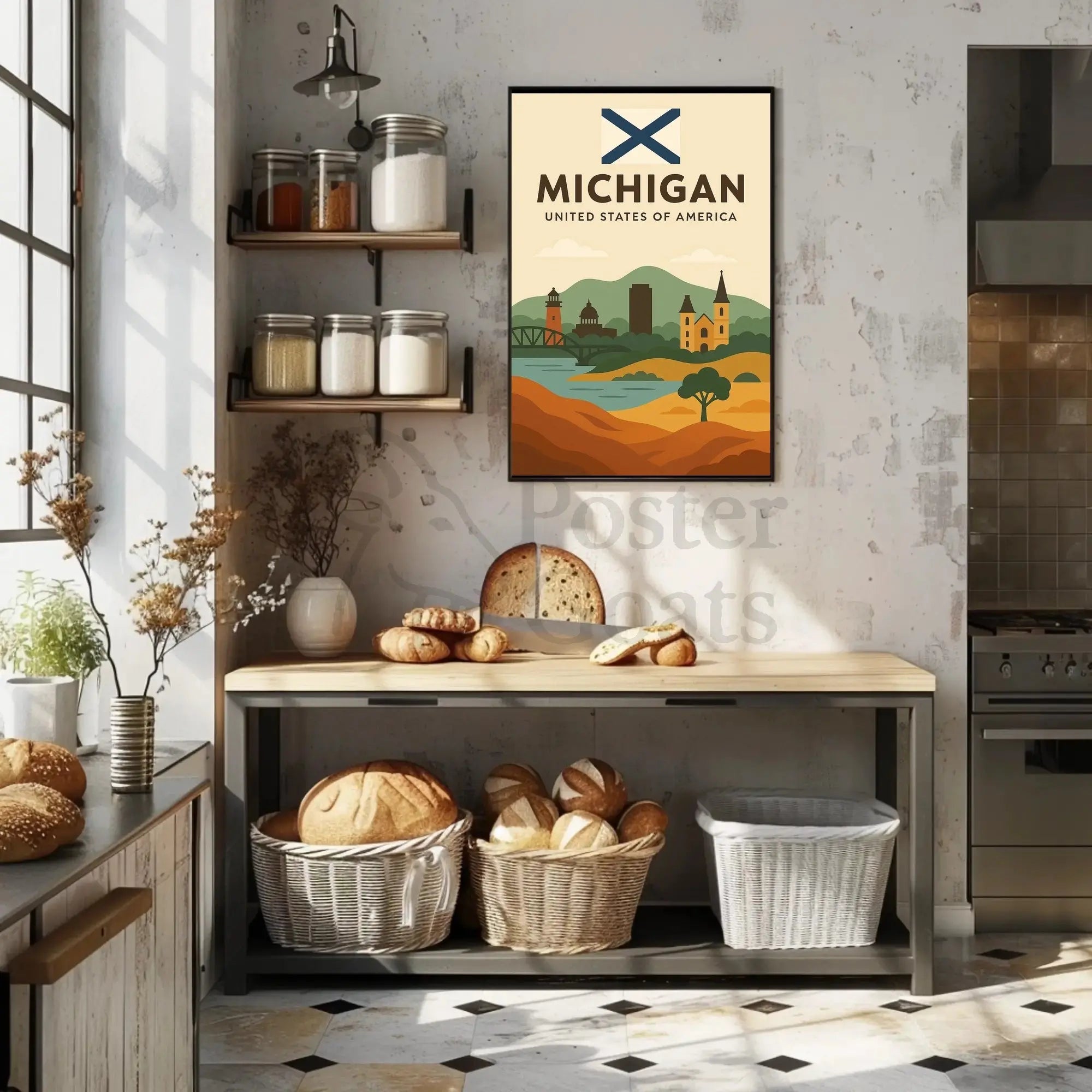 Michigan's Heritage Minimalist Art Print Cultural Poster PosterGoat