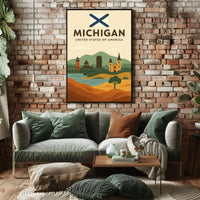 Michigan's Heritage Minimalist Art Print Cultural Poster PosterGoat