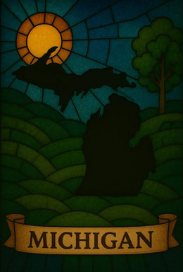 Michigan's Natural Beauty Stained Glass Travel Poster PosterGoat