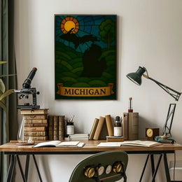 Michigan's Natural Beauty Stained Glass Travel Poster PosterGoat