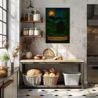 Michigan's Natural Beauty Stained Glass Travel Poster PosterGoat