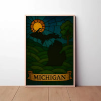 Michigan's Natural Beauty Stained Glass Travel Poster PosterGoat