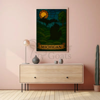 Michigan's Natural Beauty Stained Glass Travel Poster PosterGoat