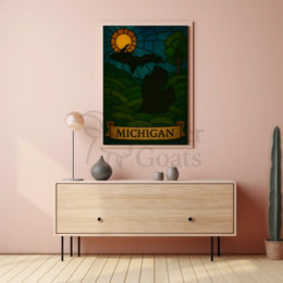 Michigan's Natural Beauty Stained Glass Travel Poster PosterGoat