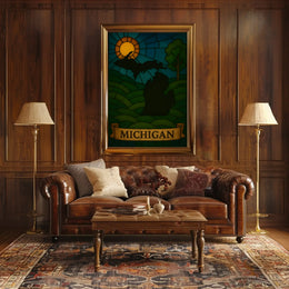 Michigan's Natural Beauty Stained Glass Travel Poster PosterGoat