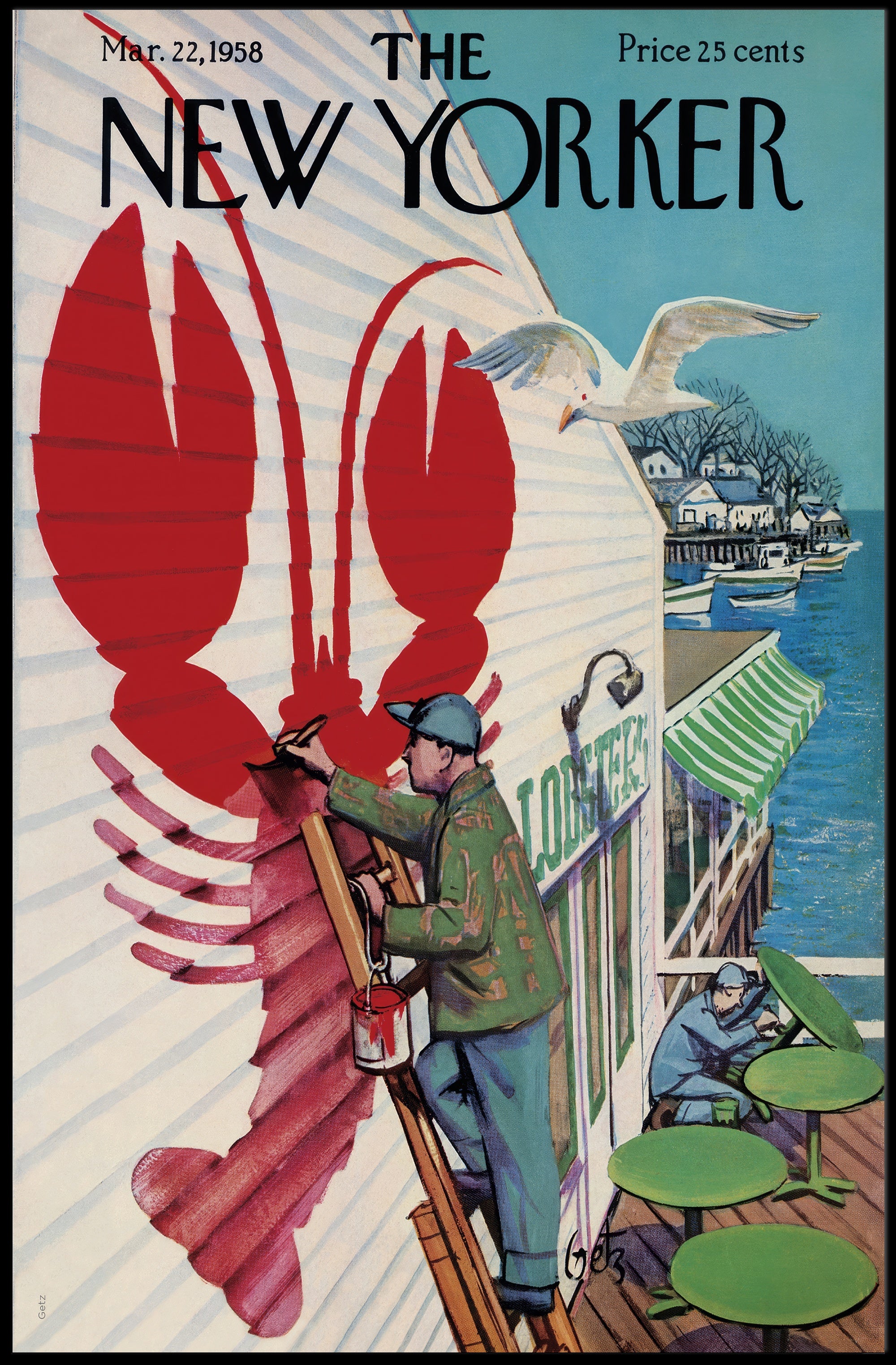 Mid-20th Century Coastal Town Travel Poster PosterGoat