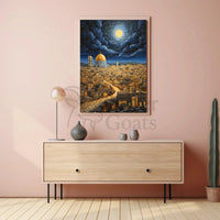 Middle Eastern Cityscape Night View Artistic Poster PosterGoat