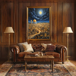 Middle Eastern Cityscape Night View Artistic Poster PosterGoat