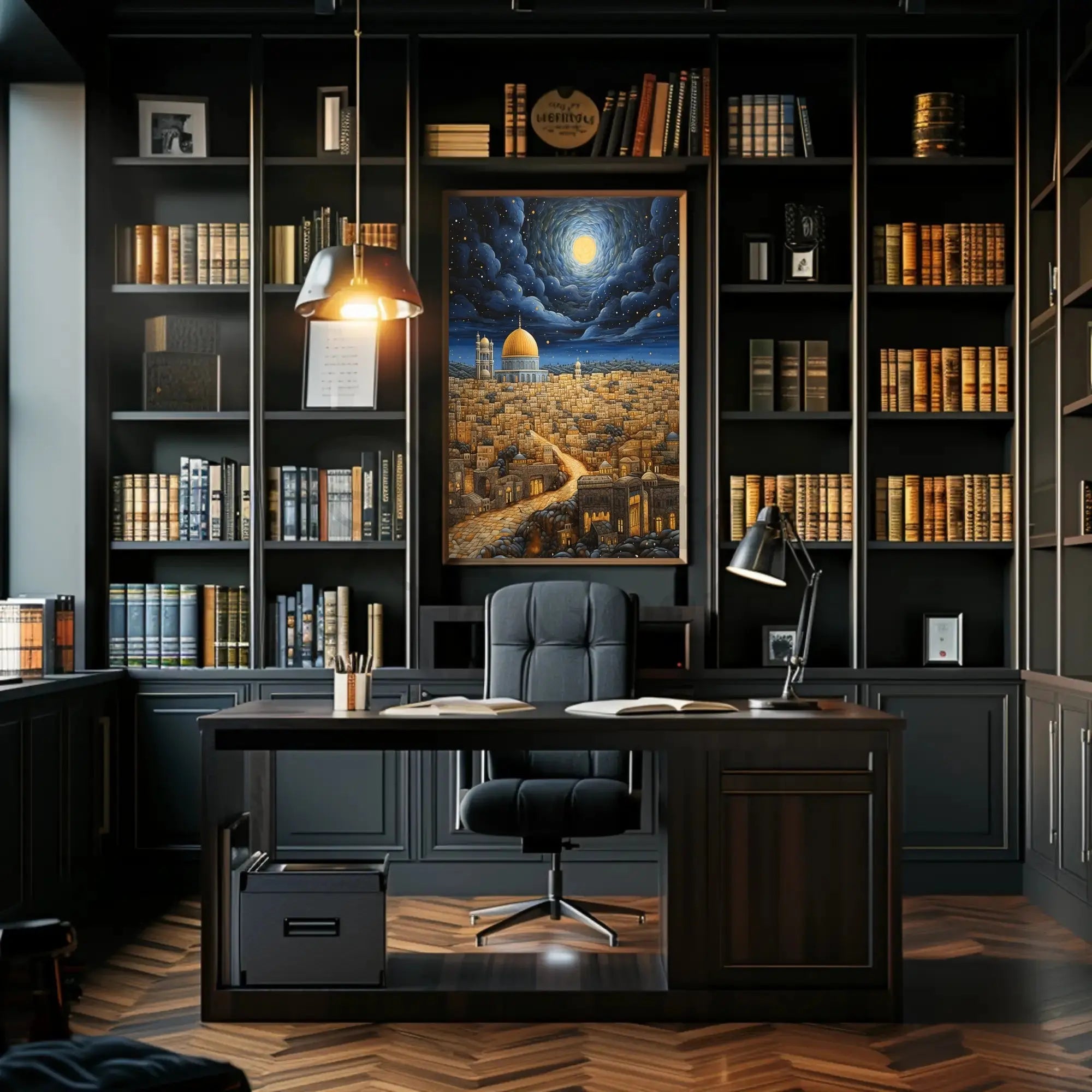 Middle Eastern Cityscape Night View Artistic Poster PosterGoat