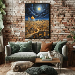 Middle Eastern Cityscape Night View Artistic Poster PosterGoat