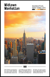 Midtown Manhattan Sunset Skyline Travel Poster PosterGoat