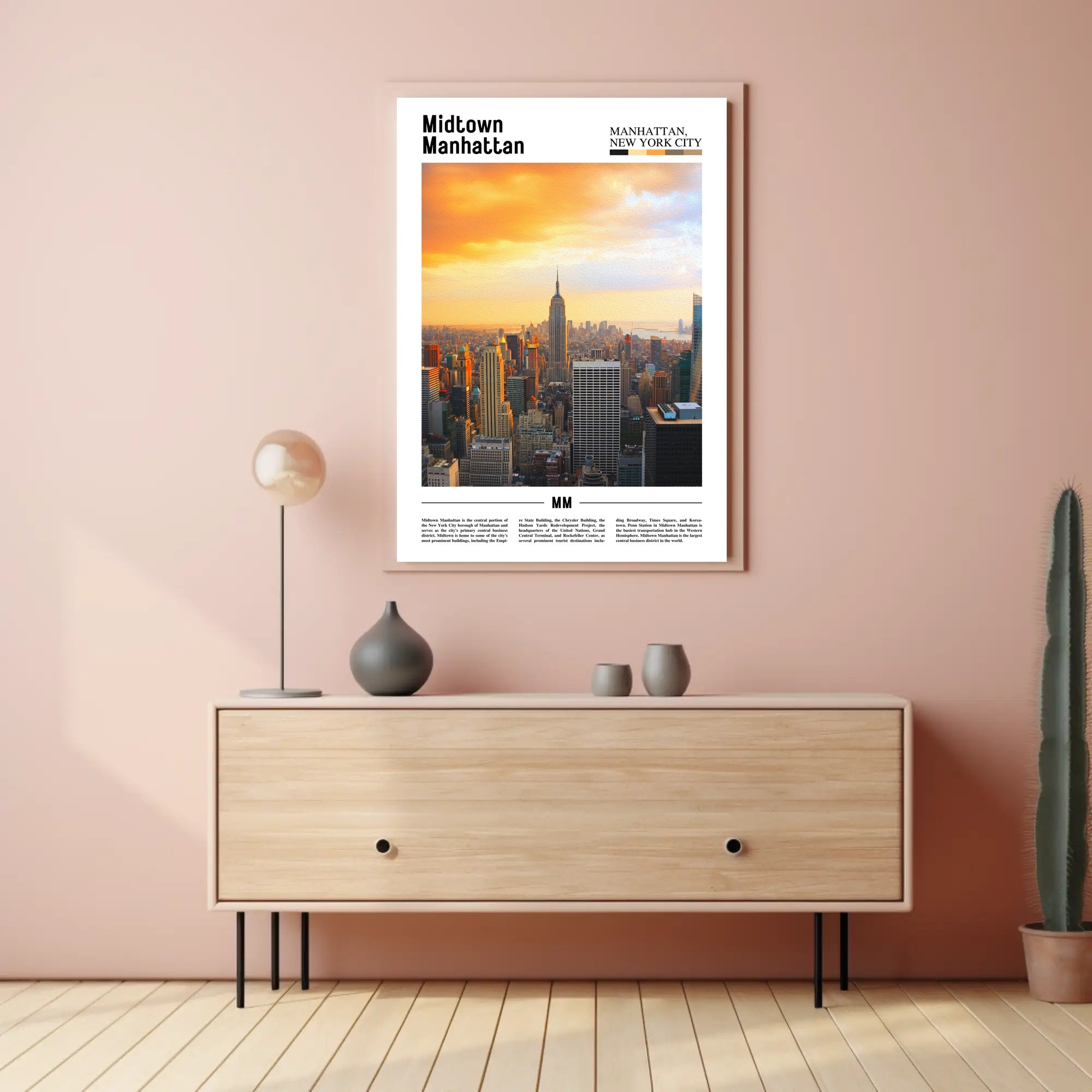 Midtown Manhattan Sunset Skyline Travel Poster PosterGoat