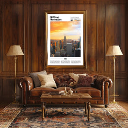Midtown Manhattan Sunset Skyline Travel Poster PosterGoat