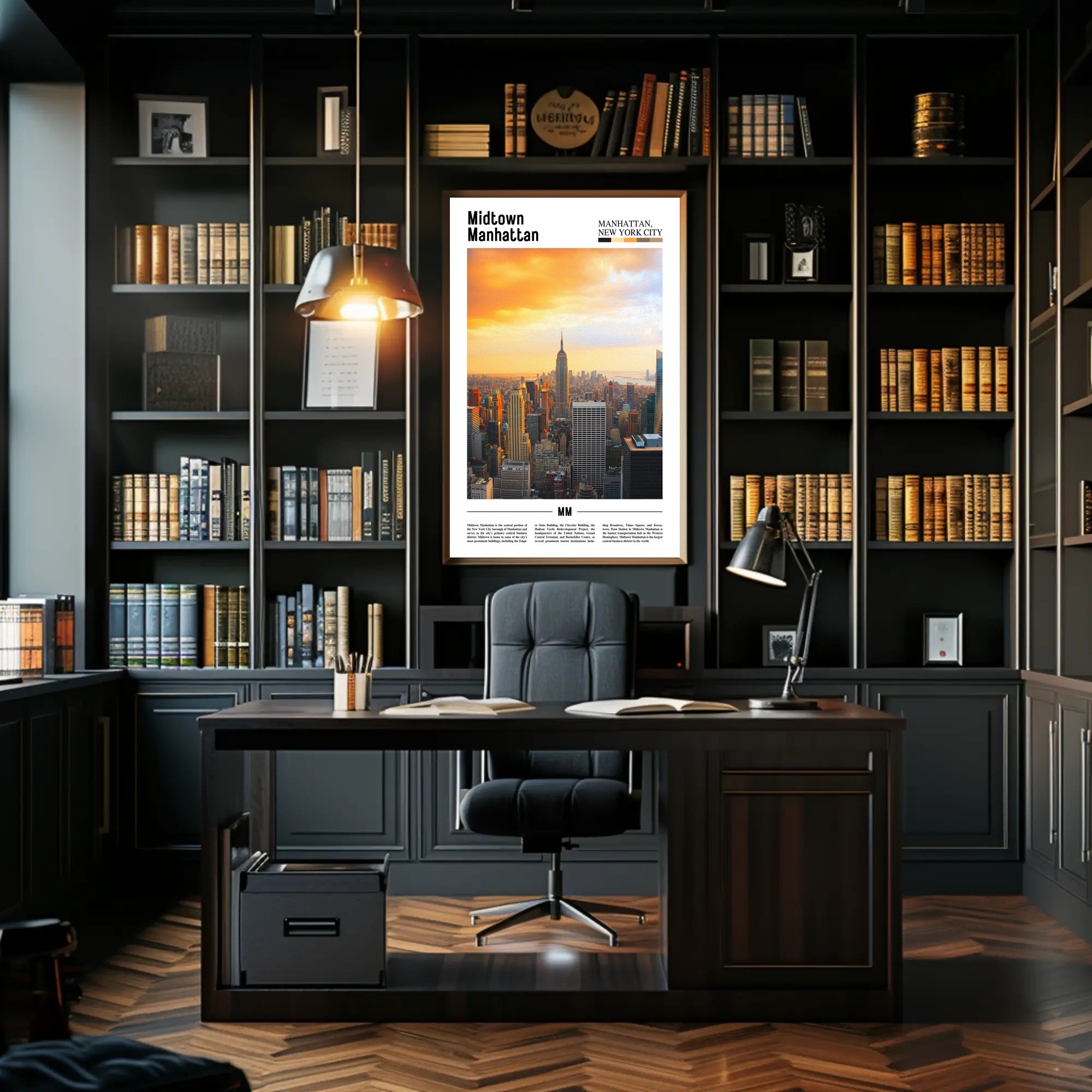 Midtown Manhattan Sunset Skyline Travel Poster PosterGoat