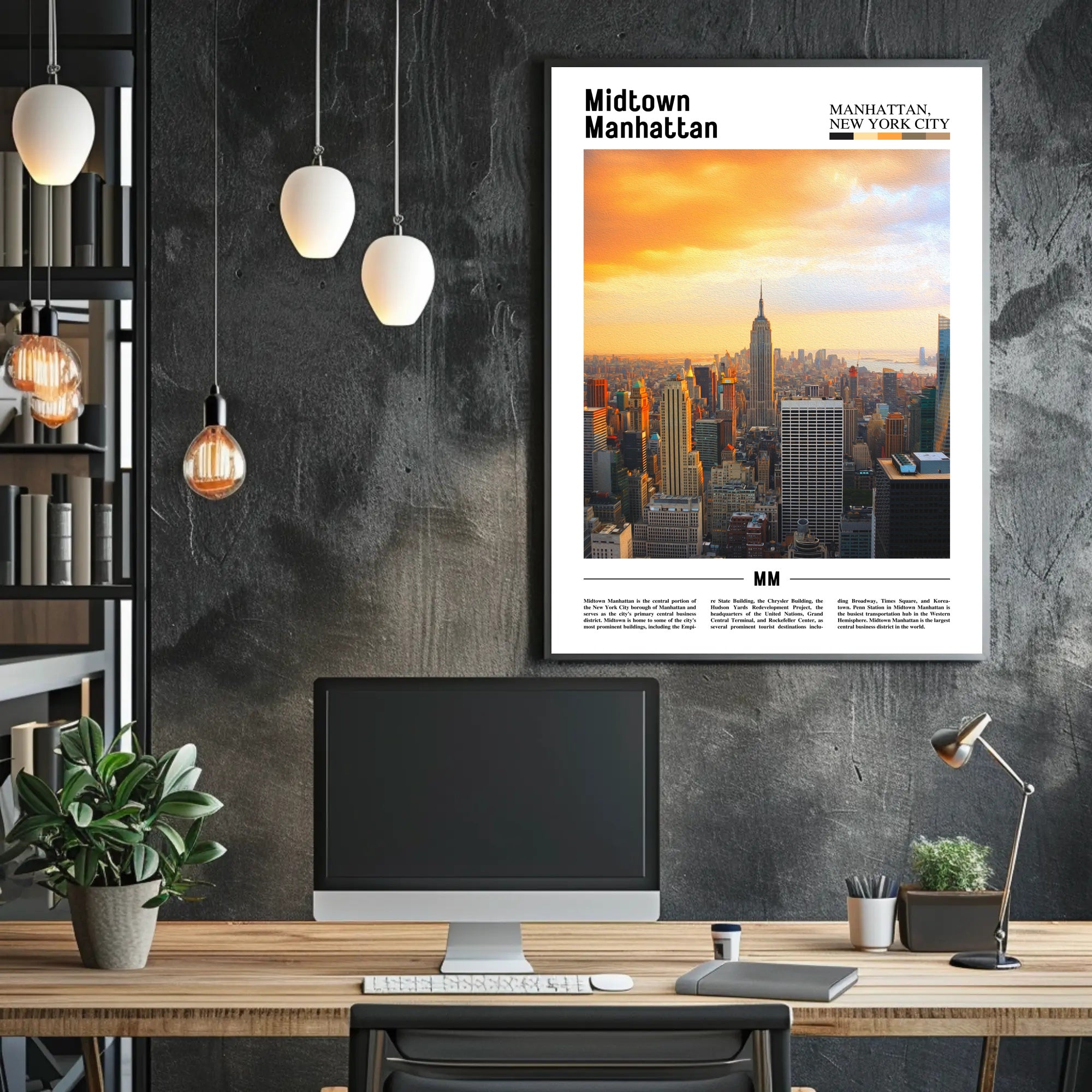 Midtown Manhattan Sunset Skyline Travel Poster PosterGoat